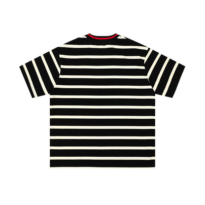 T-shirt à manches courtes et col rond à rayures