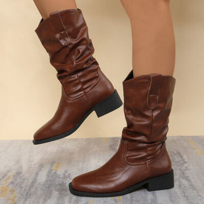 Bottes de cowboy plissées à enfiler