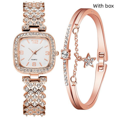 Ensemble deux pièces bracelet et montre diamant pour femme