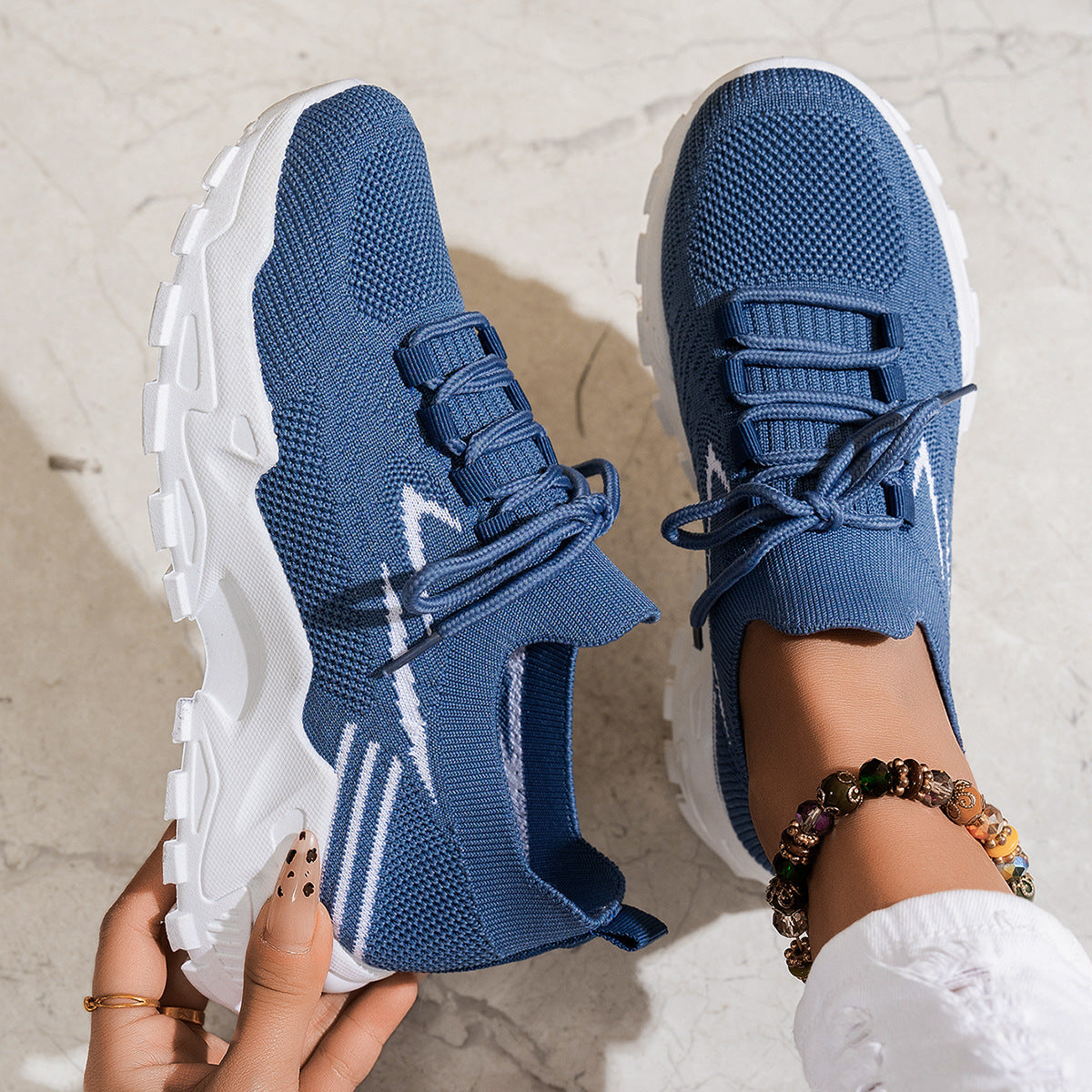 Zapatillas deportivas casuales, elegantes y ligeras de suela blanda para mujer