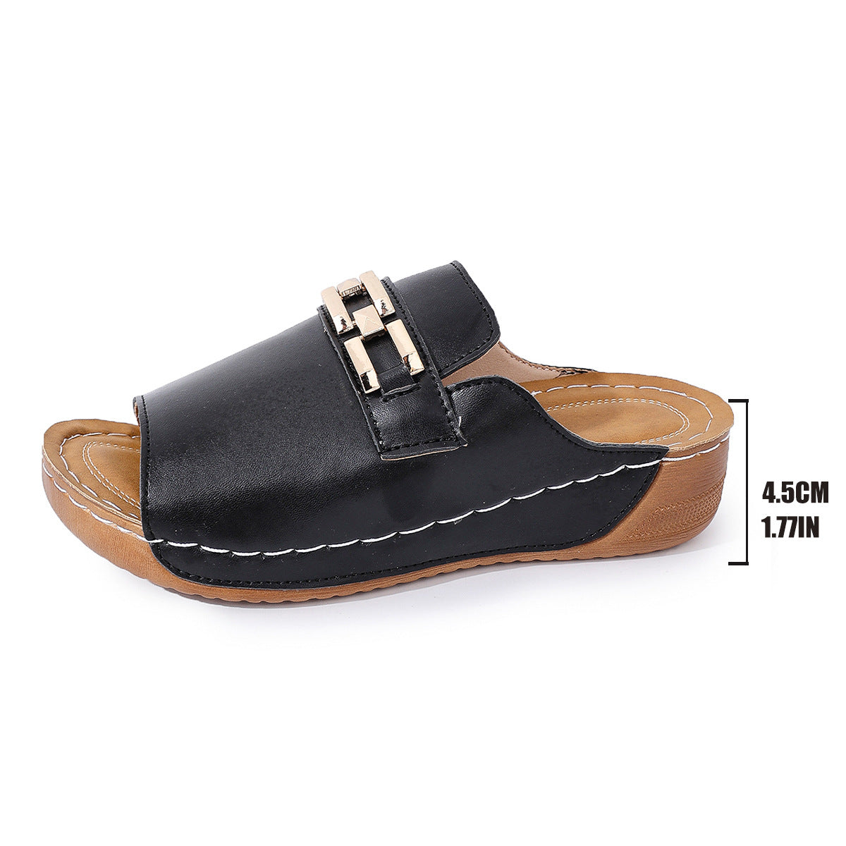 Pantoufles peep toe grande taille avec accessoires métalliques