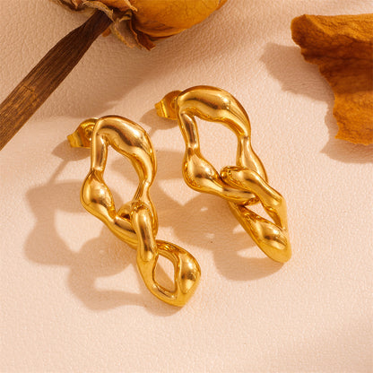 Boucles d'oreilles torsadées en acier inoxydable avec feuilles à pampilles européennes et américaines, ne décolorent pas