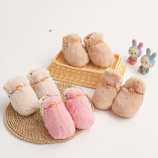 Zapatos de bebé/niño pequeño anticídas de suela blanda y cálidos para otoño/invierno