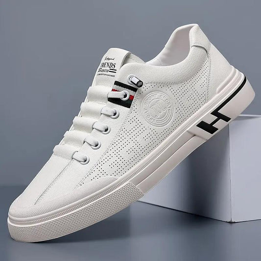 Shoes: white breathable mesh sneakers for teenagers with embossed PU upper