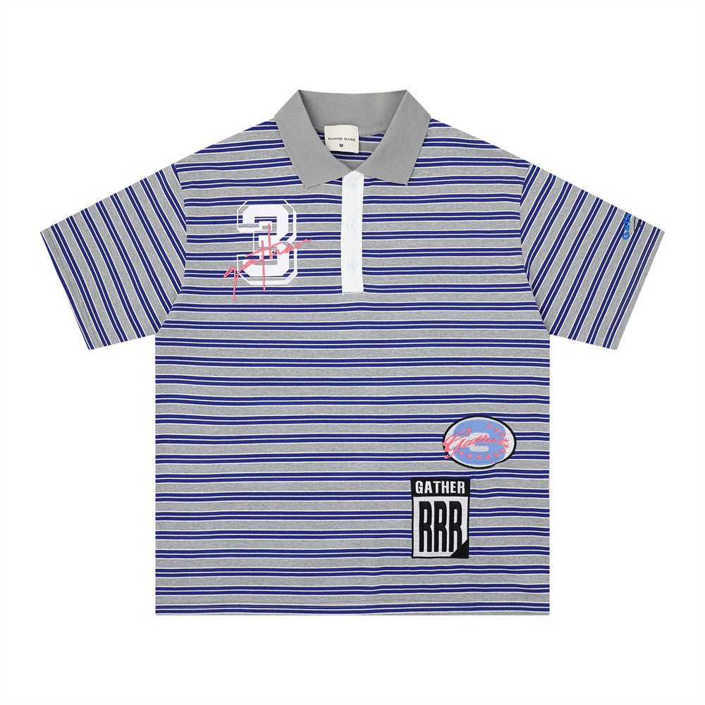 Striped short sleeved polo shirt