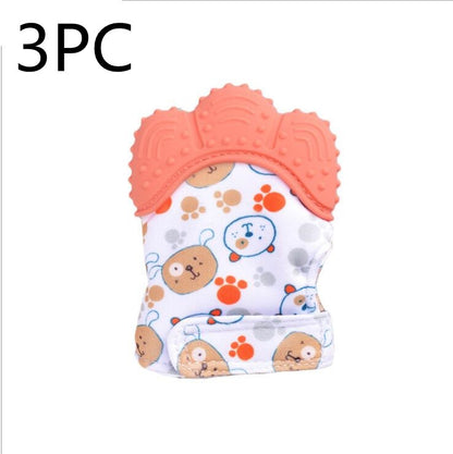 Anneau de dentition pour bébé, gants molaires en silicone anti-morsure, jouets sonores pour enfants