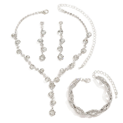 Collier en cristal, boucles d'oreilles et bracelet tendance