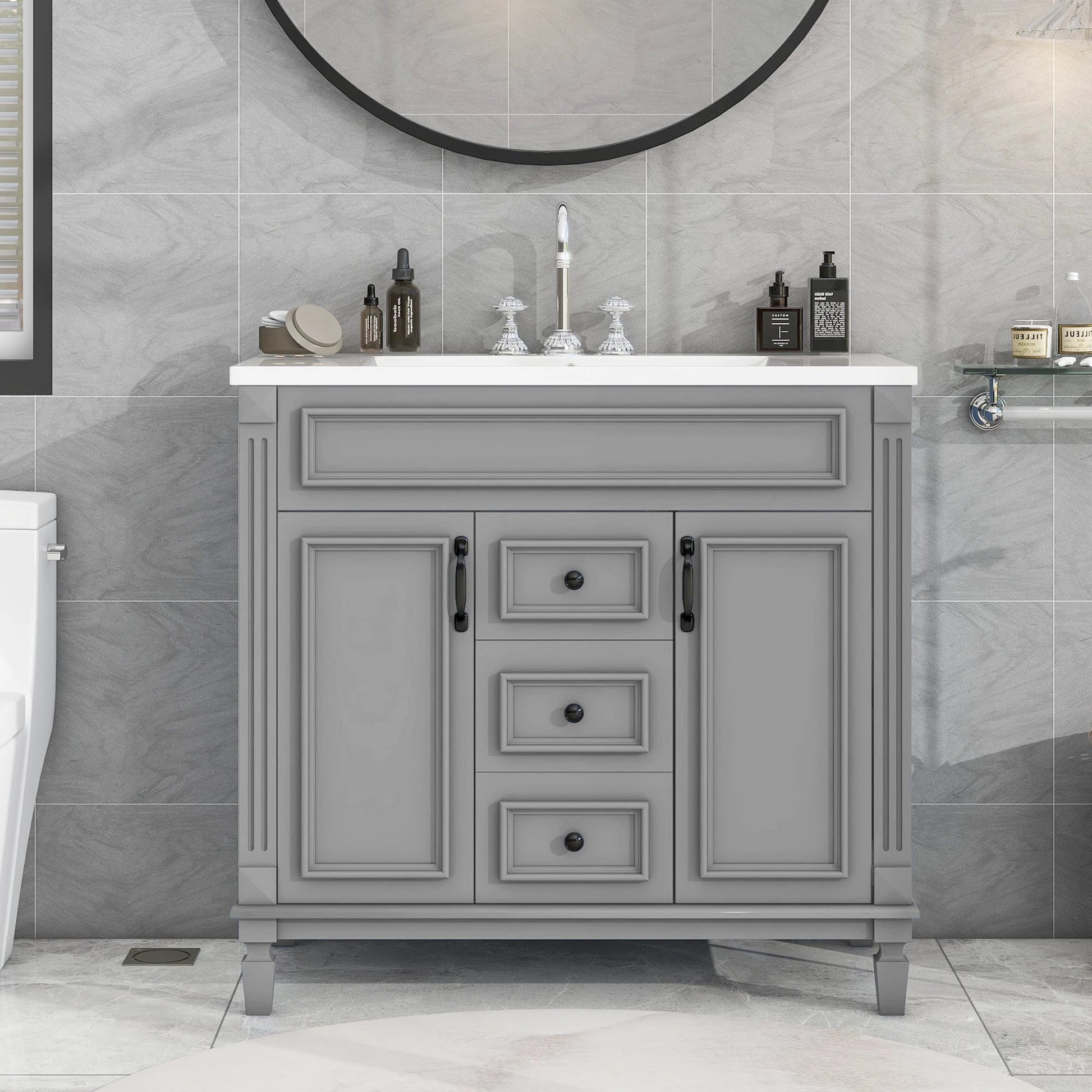 36'' Bathroom Vanity with Top Sink, Modern Bathroom Storage Cabinet with 2 Soft Closing Doors and 2 Drawers, Single Sink Bathroo by eprolo