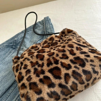 Leopard Furry Shoulder Bag by eprolo