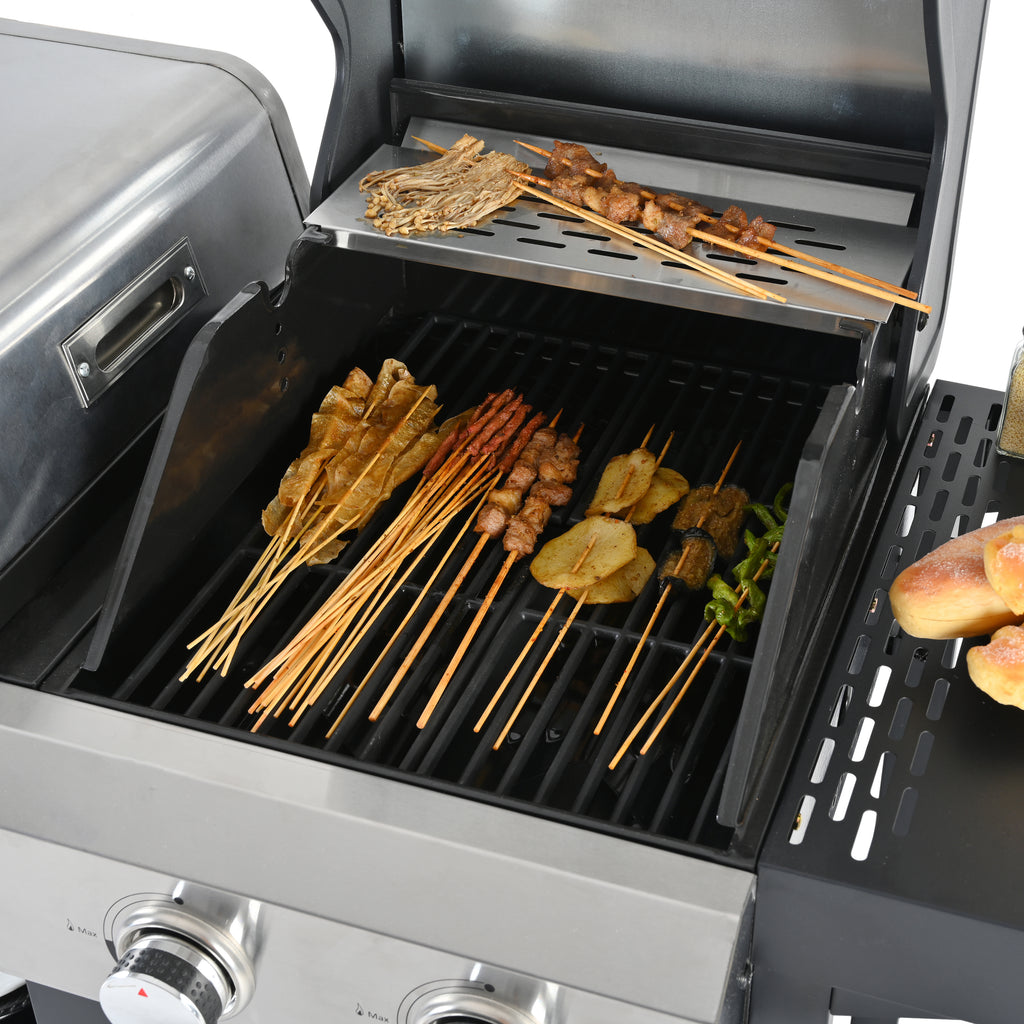 Barbecue grill à gaz 2+2 multifonctionnel et couvert