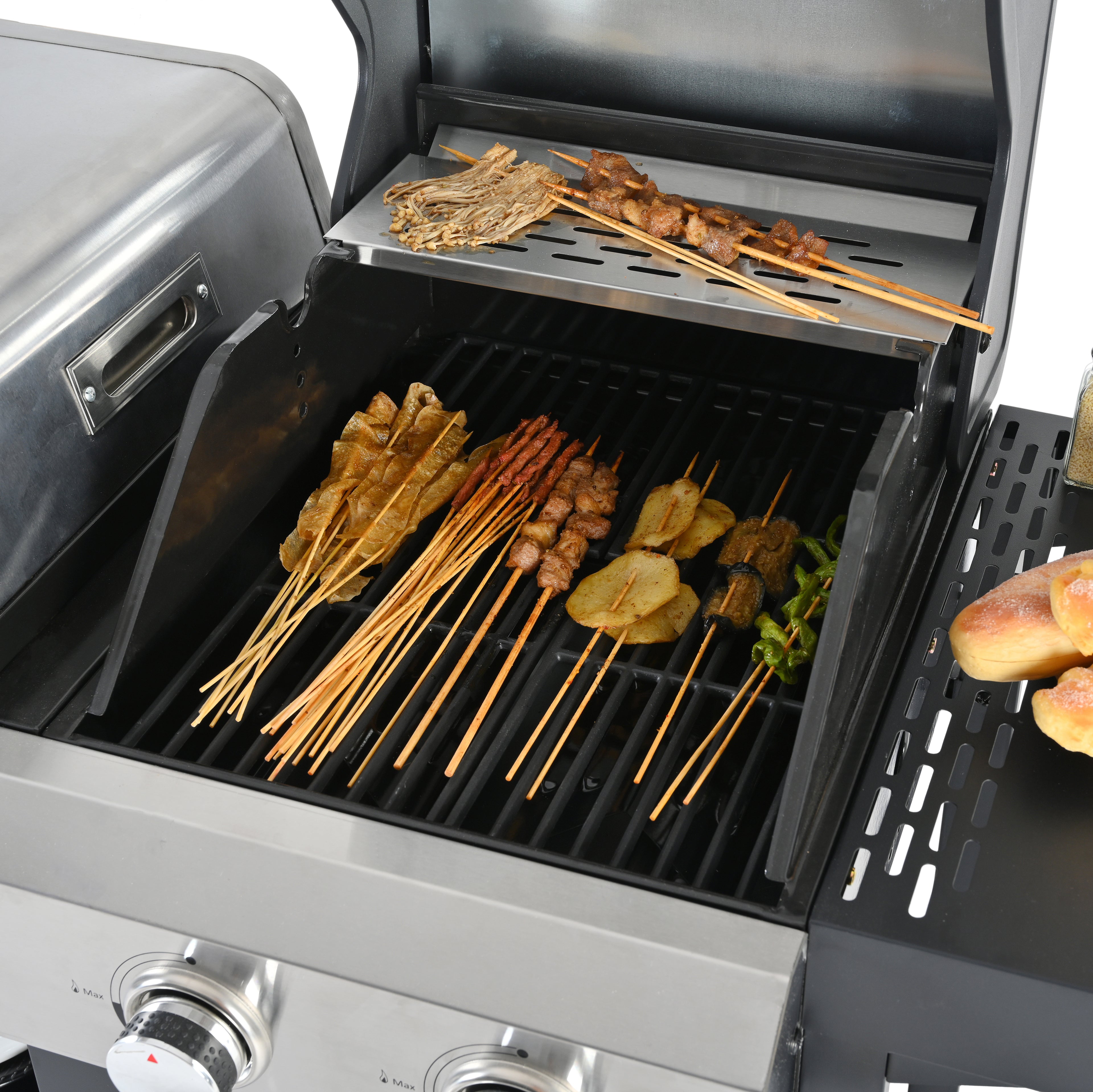 Barbecue grill à gaz 2+2 multifonctionnel et couvert