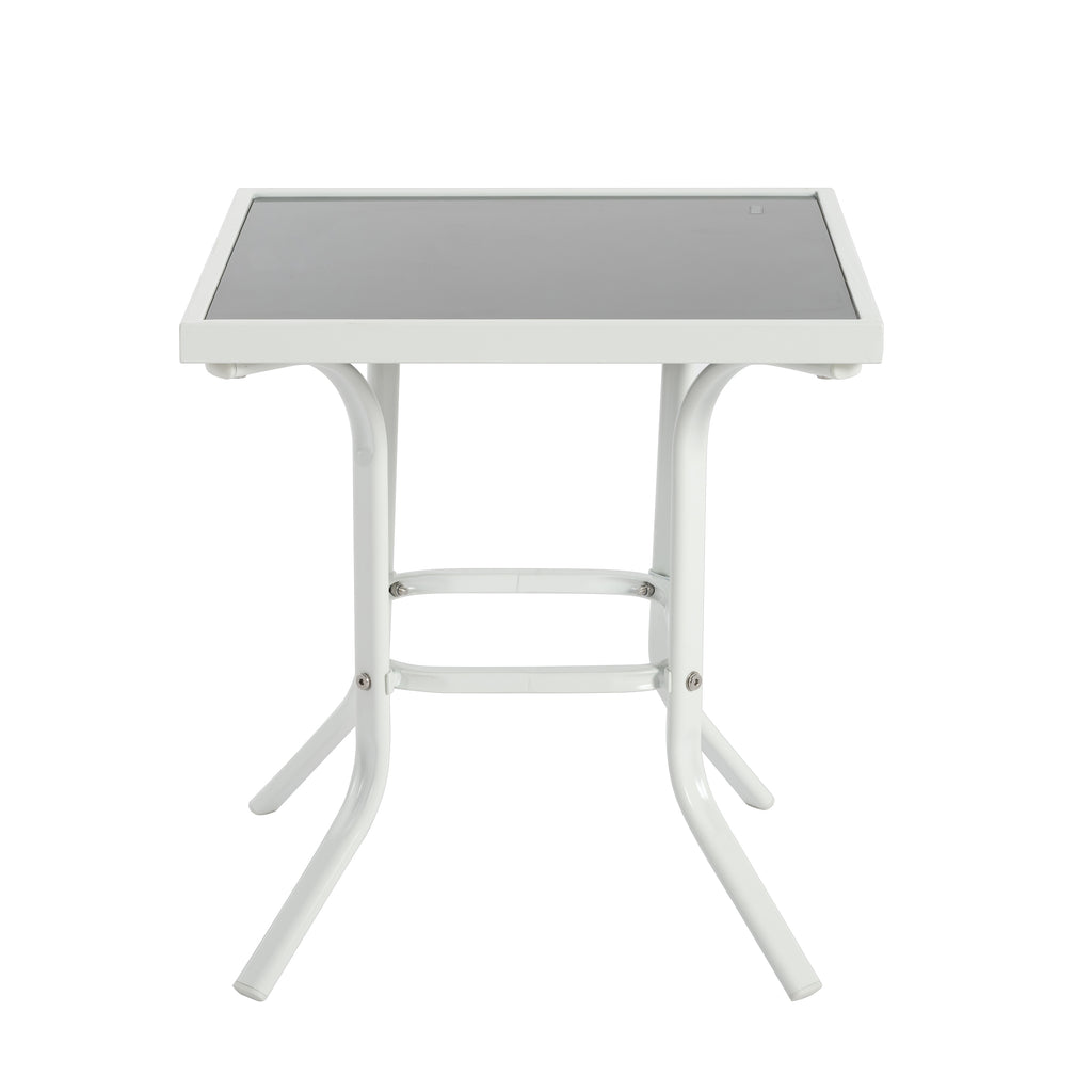 Ensemble de 3 chaises longues de terrasse, chaise longue d'extérieur avec 5 dossiers réglables, cadre en acier robuste, blanc bleu