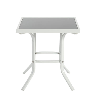 Ensemble de 3 chaises longues de terrasse, chaise longue d'extérieur avec 5 dossiers réglables, cadre en acier robuste, blanc bleu
