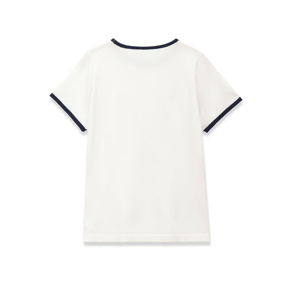 Short sleeved round neck contrasting T-shirt