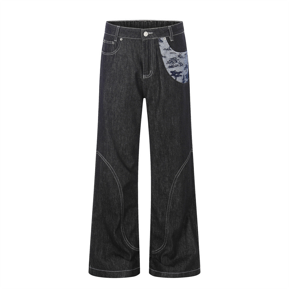 Pantalon micro-évasé décontracté en jean