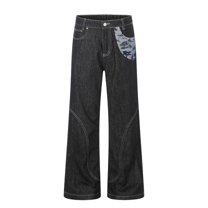 Pantalon micro-évasé décontracté en jean