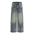 pantalon droit en denim délavé
