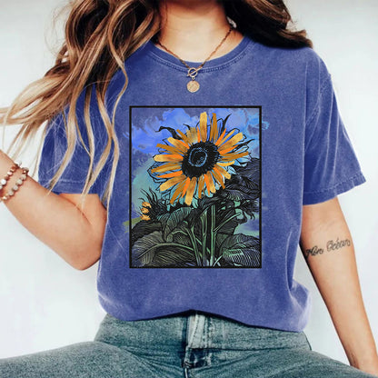 Washed and used T-shirt printed T-shirt top