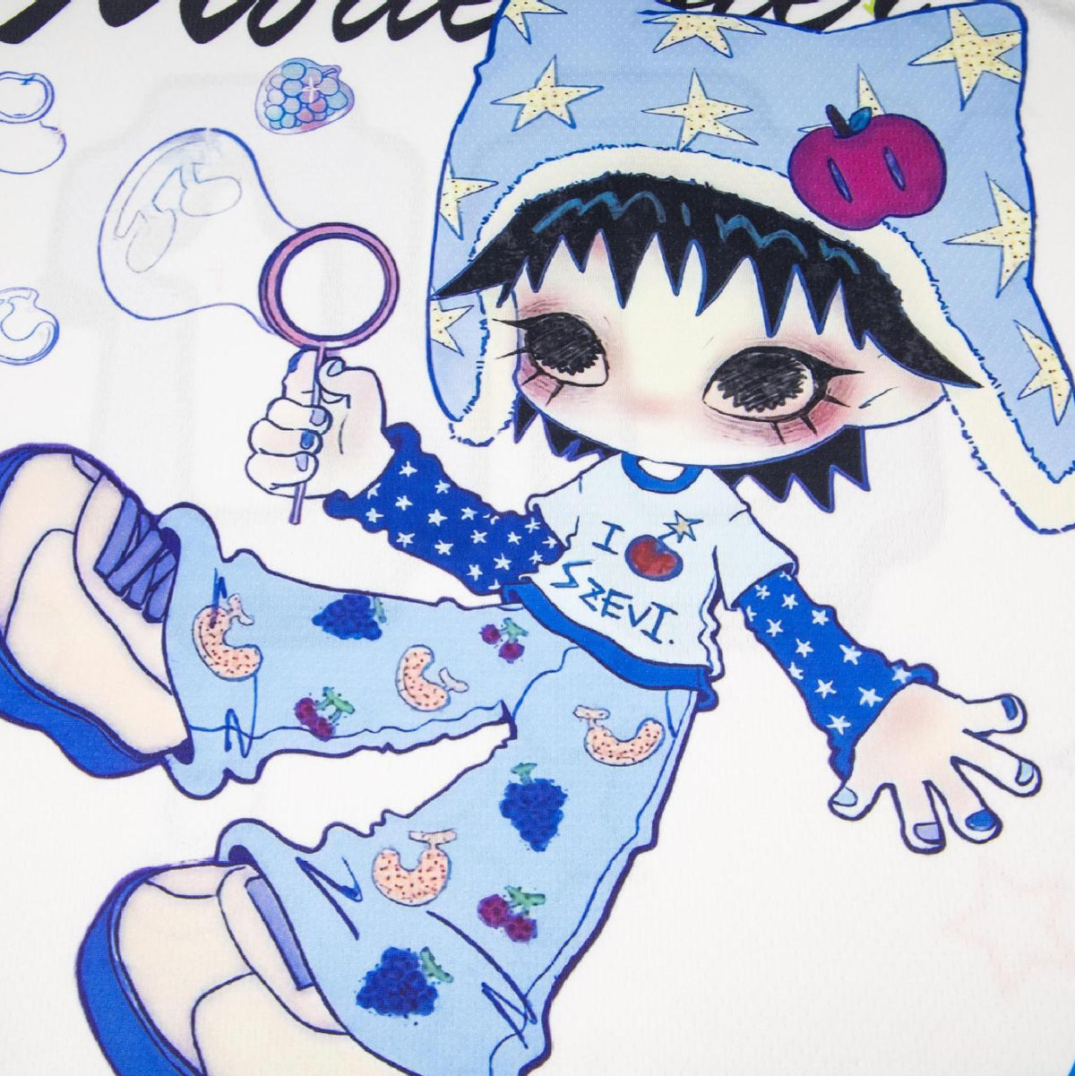 T-shirt à manches courtes avec empiècements de couleur et motif de dessin animé