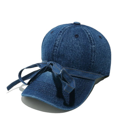 Gorra de béisbol de tela vaquera lavada con lazo