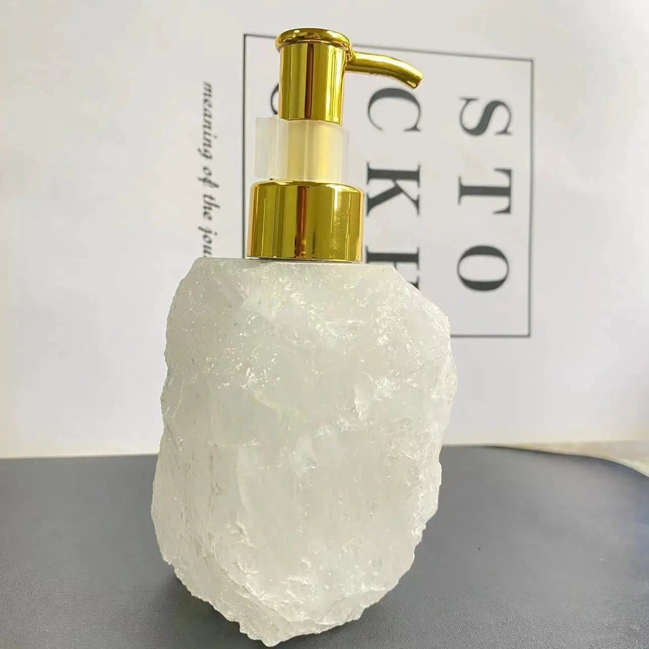 1 PCS Natural Pink Crystal Stone Press Bottle Dispenser 30ml Liquid Dispenser Shower Gel Wash Light Luxury Bathroom Accessory by eprolo