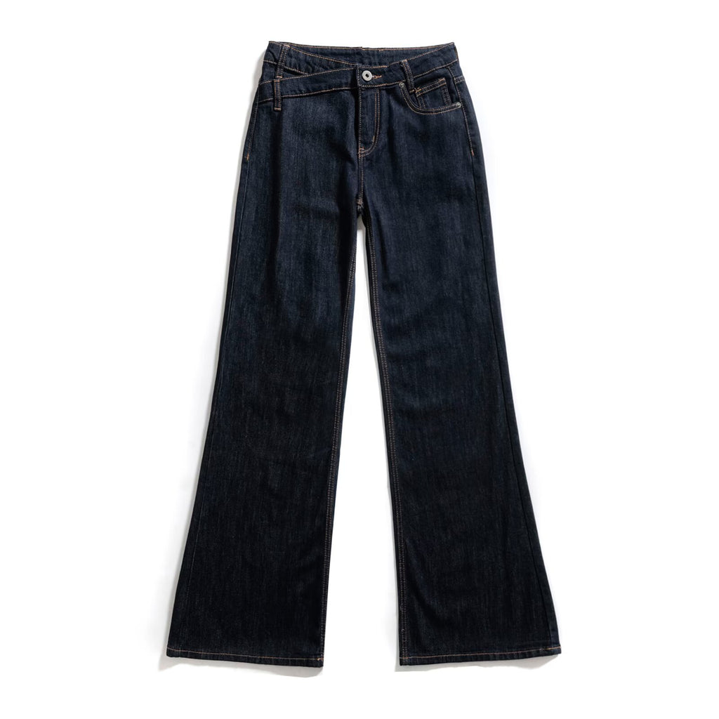Pantalon évasé en jean classique polyvalent et tendance pour femme