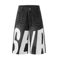 Shorts en jean vintage à grandes lettres imprimées