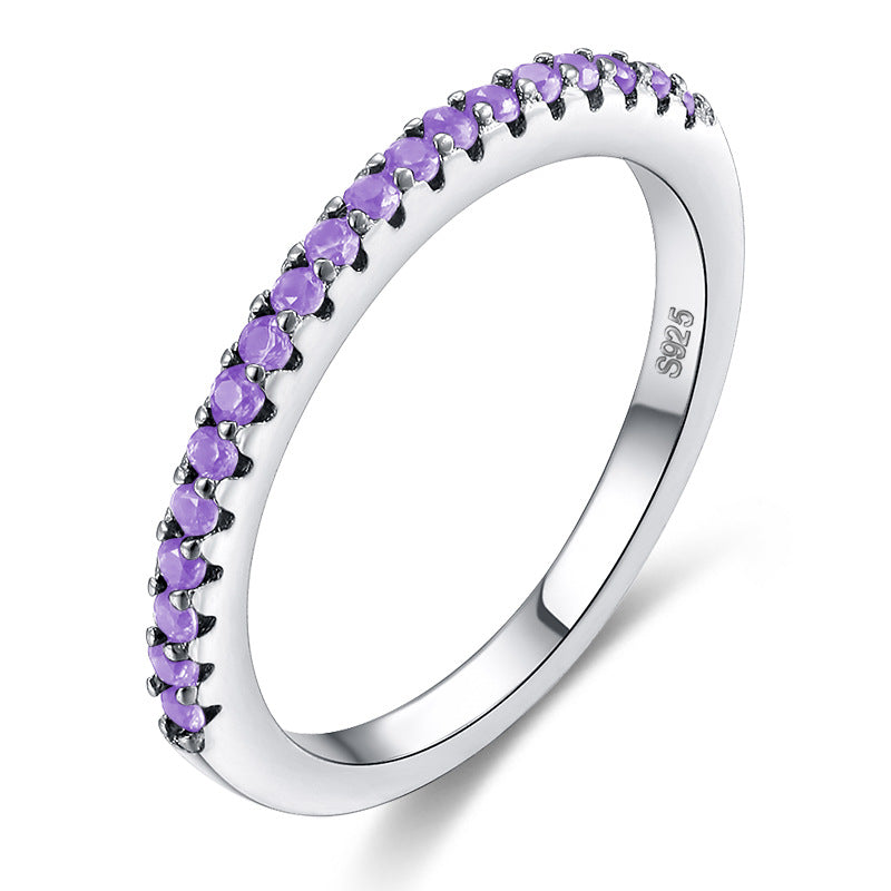 Bague en Zircon Incrustée de Diamants Simples sur une Seule Rangée