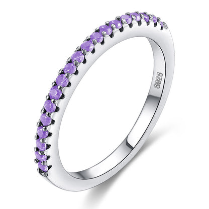 Bague en Zircon Incrustée de Diamants Simples sur une Seule Rangée