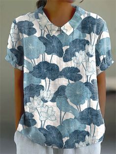 Camiseta de manga corta estilo retro floral y lindo