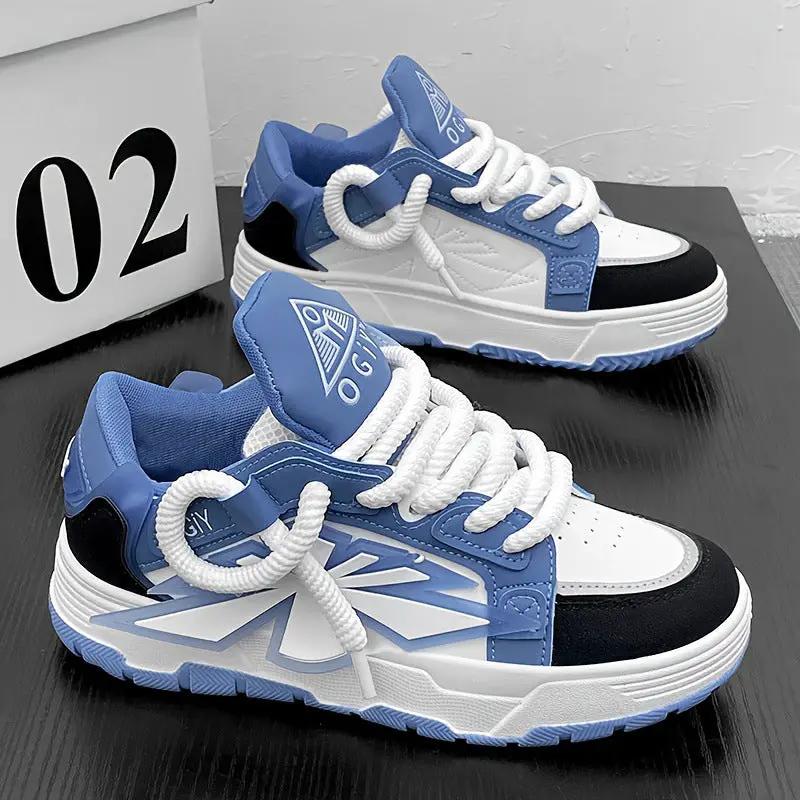 Vance Harajuku Western Low Top Mens Casual Sneakers in blue and white with black toe cap
