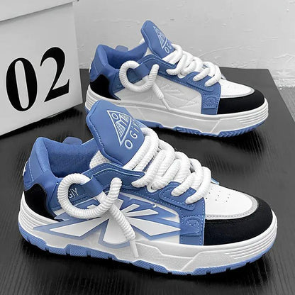 Vance Harajuku Western Low Top Mens Casual Sneakers in blue and white with black toe cap