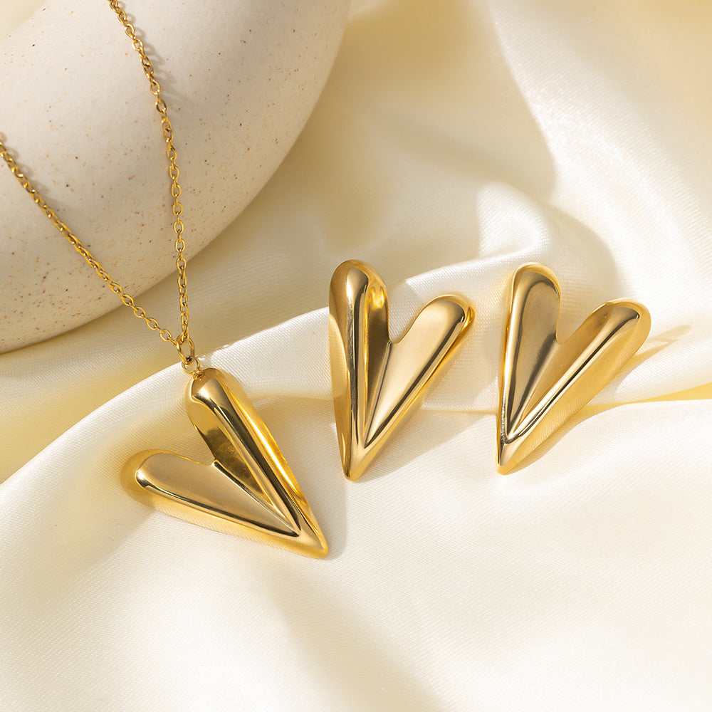 Juego de joyas de acero inoxidable para mujer: collar y pendientes