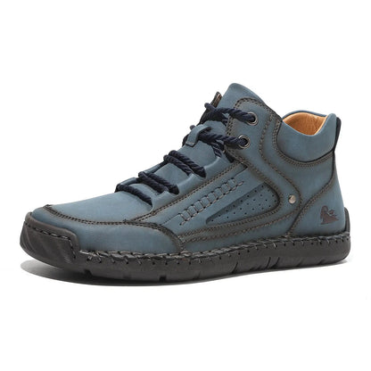 Mens high-top flat-laced AdTec shoe in blue-teal upper