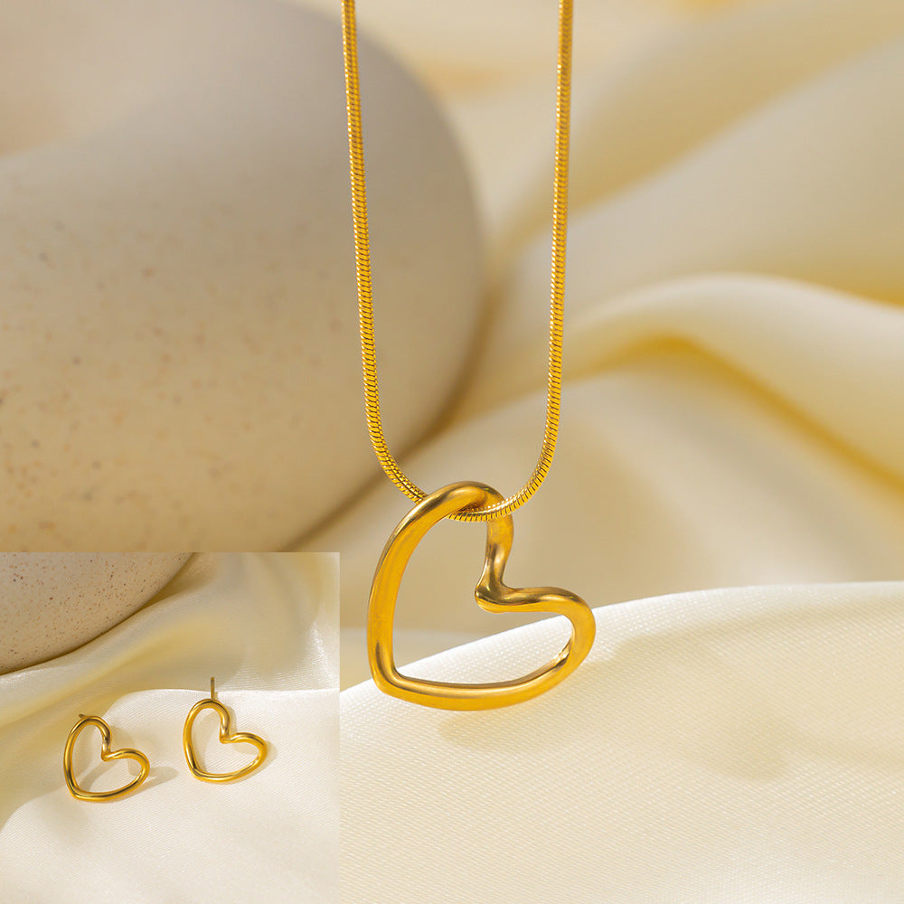 Juego de joyas de acero inoxidable para mujer: collar y pendientes