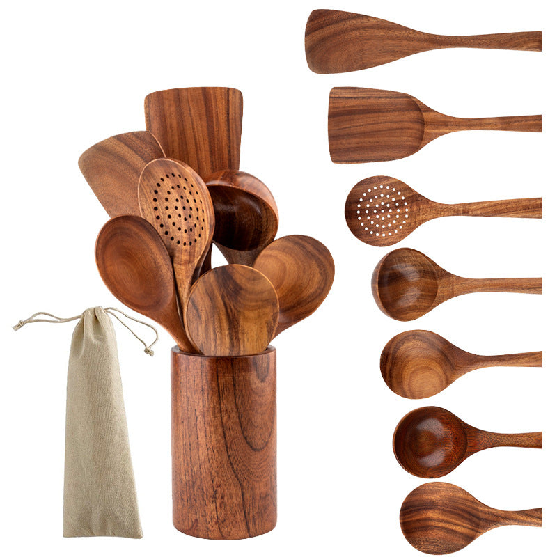 Spatule Ustensiles de cuisine Costume Tête en teck Pelle Salade Remuer Soupe Pâtes Cuillère Cuisine