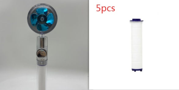 Cabezal de Ducha con Ahorro de Agua, Flujo Giratorio 360 Grados con Pequeño Ventilador, Boquilla Rociadora de Alta Presión de Lluvia de ABS, Accesorios de Baño