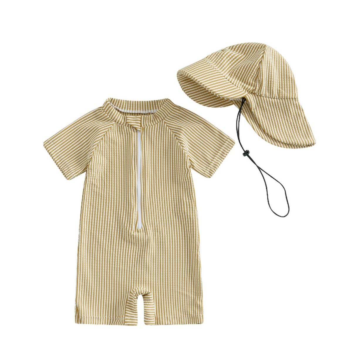 Maillot de bain une pièce spécial rayé à manches courtes pour enfants (tailles 70-80-90-100-110)