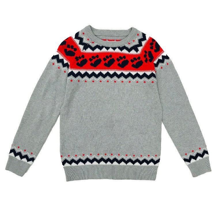 Pull en maille décontracté ample à col rond multicolore pour femme