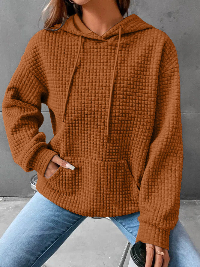 Pull ample et décontracté à manches longues de couleur unie pour femme