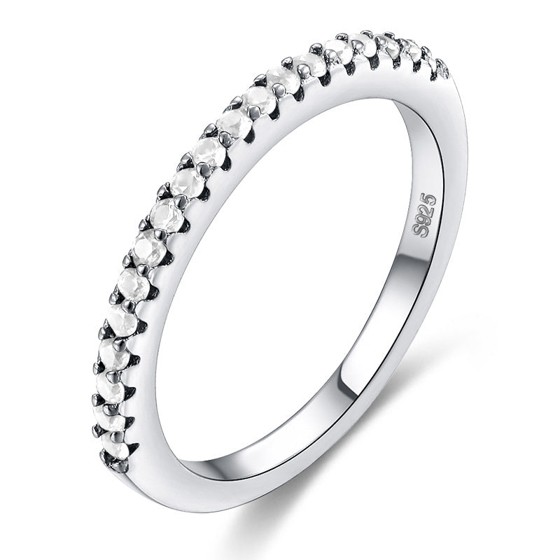 Simple Single Row Full Diamond Inlaid Zircon Ring