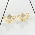 Pendientes de Diamantes Completos con Forma de Loto Hueco Creativo