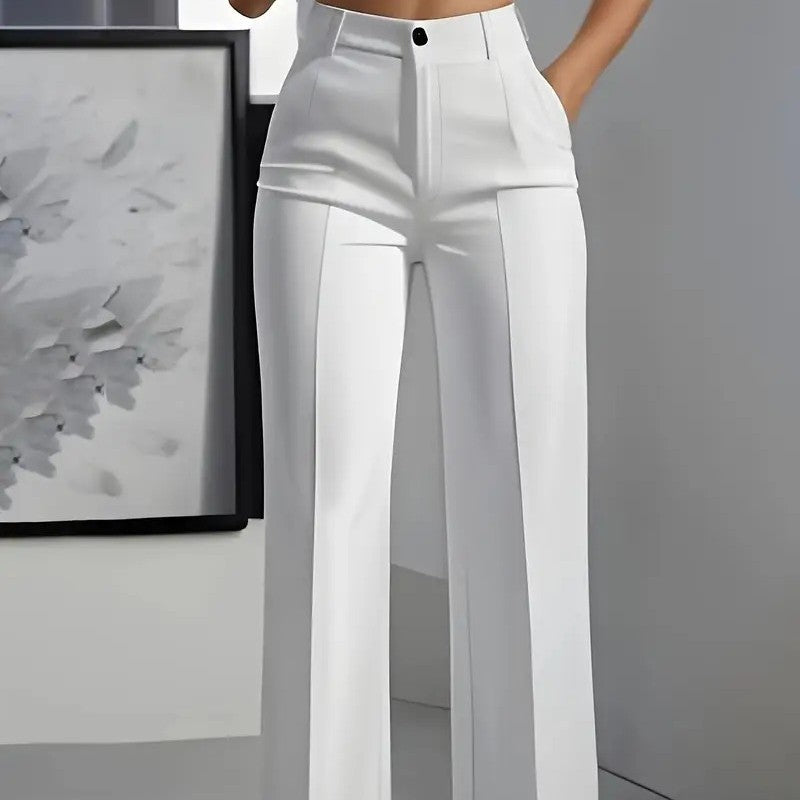 Pantalon minimaliste blanc en polyester pour femme