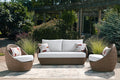 Beige Double Point Loveseat Swivel Chairs Set of 3 Patio Furniture-2