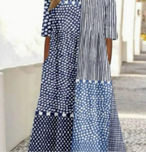 Nouvelle robe élégante décontractée à rayures et col en V