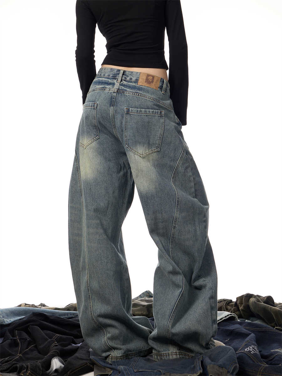 Jean Femme Large Décontracté Rétro Délavé
