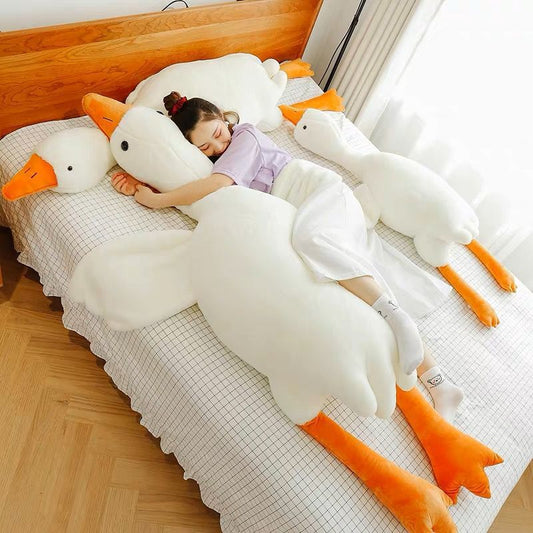 Lindo juguete de peluche de almohada de gansos blancos grandes