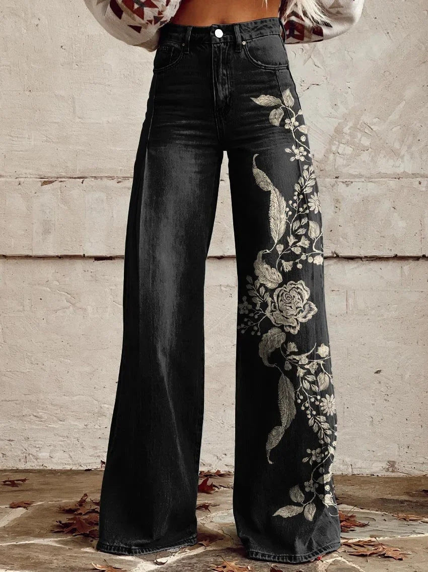 Pantalones casuales de mezclilla de talla grande para mujer europea y americana