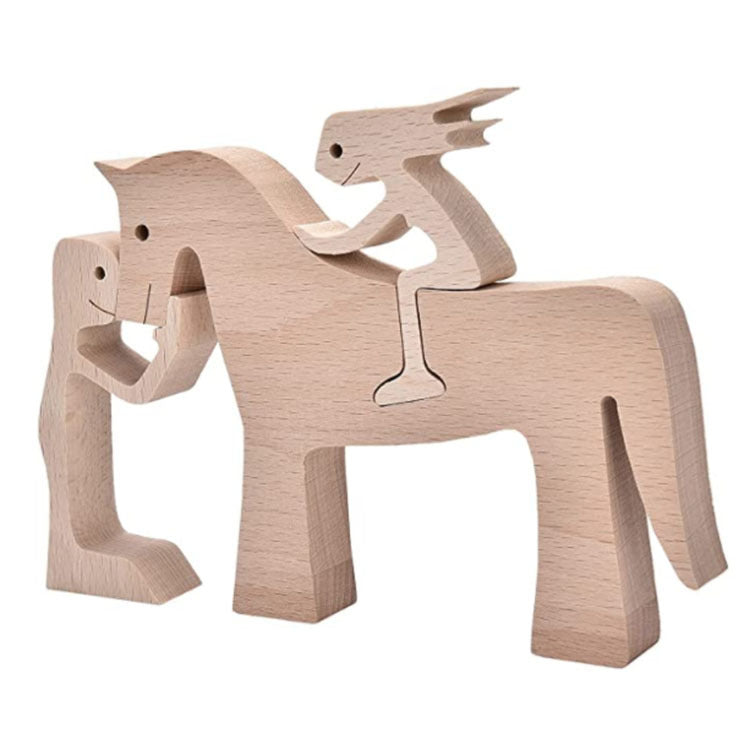 Adorno de Perro en Madera DIY Figura Escultura Decoración del Hogar Un Hombre Un Perro Escultura de Madera Regalos de Navidad Modelo Decorativo
