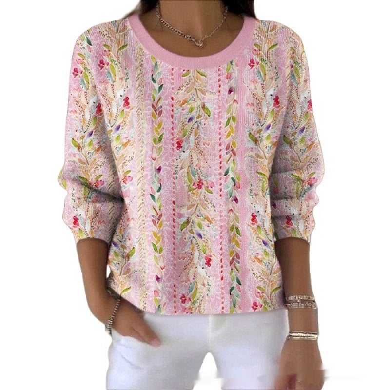 Pull décontracté femme à col rond